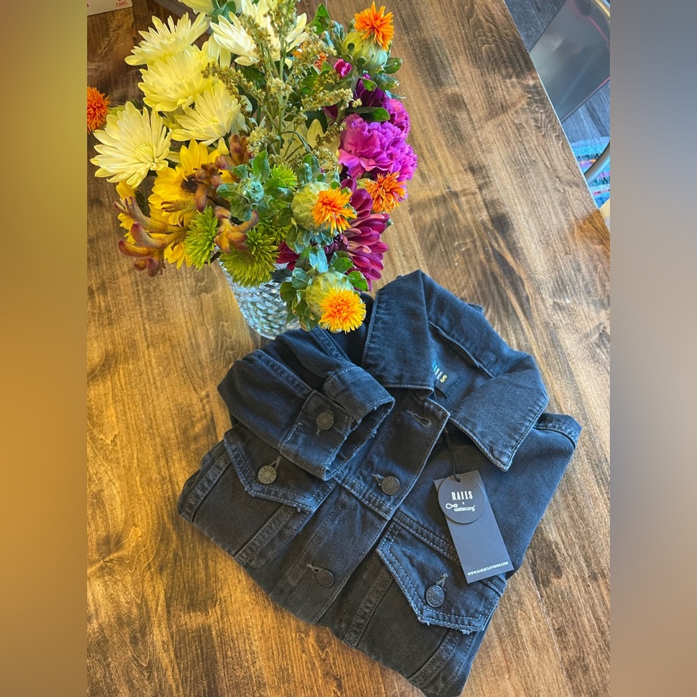 Rails Grove Boyfriend Trucker Jacket Black- new with tags